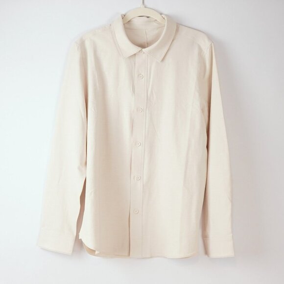 Lululemon LuluLinen Long-Sleeve Button Down Shirt Light Ivory - Size Medium - Picture 1 of 4